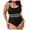 Black, variant on Women's Plus Size Floral Lace Monokini, Open Back Athletic Swimsuit Wire-Free Padded Bra Deep V Neck Swimsuit Slimming Plus Size Swimwear