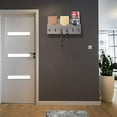 thumbnail image 3 of Wall Mounted Mail Organizer Mail Sorter with 3 Storage Compartments Entry Organizer with 6 Key Hooks (Wood Color), 3 of 4