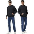 thumbnail image 2 of QPNGRP Men's Casual Pullover Lightweight Hoodie Long Sleeve Solid Waffle knitted Hooded Plus Size Black 4XL, 2 of 6
