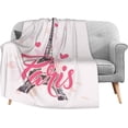 thumbnail image 2 of Pink Paris Eiffel with Love Lightweight Plush Microfiber Blanket, Warm Cozy Couch Bed TV Blanket Throw Blanket for All Season 60"x80" for Kids Adults, 2 of 5
