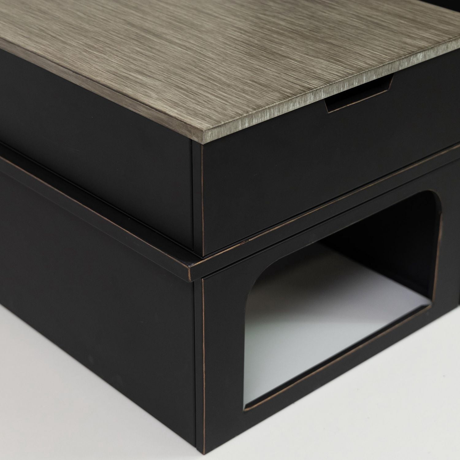 Deko Living 80 Inch Rectangular Outdoor Steel Wood Burning Fireplace with Log Storage, Poker and Side Tables