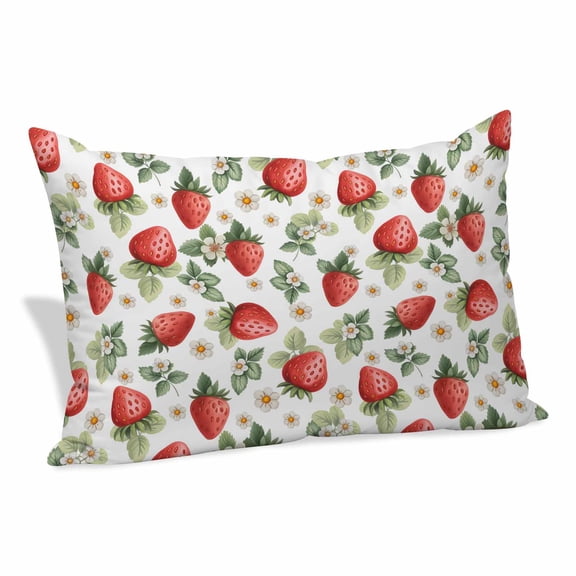 Red Strawberry Pillow Covers King, Summer Fruits Farmhouse Leaves Floral Rustic Soft Brushed Microfiber Breathable Throw Pillow Covers, Pillowcase with Zipper for Couch Sofa Bedroom 20"x36"