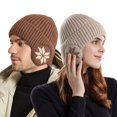 thumbnail image 2 of Gorro de lana de punto cálido para hombres y mujeres, protección para los oídos al aire libre, gorro de terciopelo, sombreros de Jersey, Invierno, 2 of 5