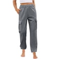 thumbnail image 1 of Timegard Lounge Pants for Women Elastic High Waist Solid Color Fall Winter Comfy Pants with Pockets, 1 of 7