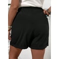 thumbnail image 3 of SHEWIN Shorts for Women Plus Size Cotton Shorts Elastic Waist Drawstring Mid-Rise Wide Leg Shorts Summer Bottoms Black 1X, 3 of 9