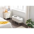 thumbnail image 3 of BISHE Velvet Fabric Storage Bench with Wood Legs, Modern Bedroom Bench for Living Room, Bedroom, or Entryway, Ivory, 3 of 9