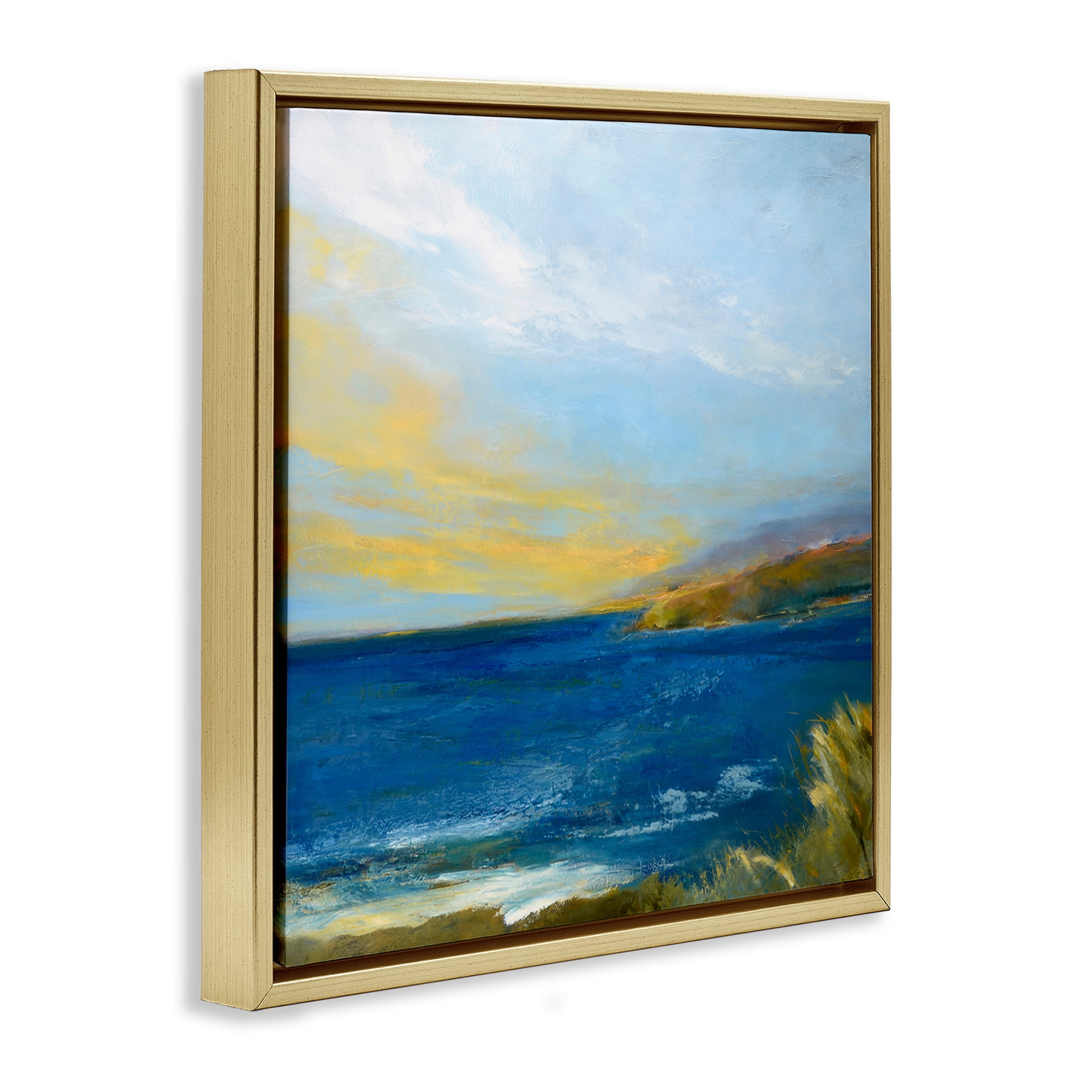 Stupell Industries Vibrant Ocean Light at Dusk Gold Framed Floater Canvas Wall Art, design by Patrick Dennis
