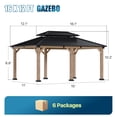 thumbnail image 7 of Sunmthink 12'x16' Outdoor Hardtop Gazebo, Cedar Wood Pavilion with Galvanized Steel Double Roof, for Patio, Garden, Deck, 7 of 7