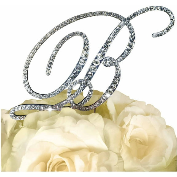 Unik Occasions Victorian Rhinestone Wedding Cake Topper, Silver