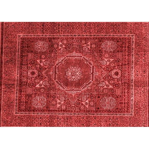 Ahgly Company Machine Washable Indoor Rectangle Oriental Red Modern Area Rugs, 7' x 9'