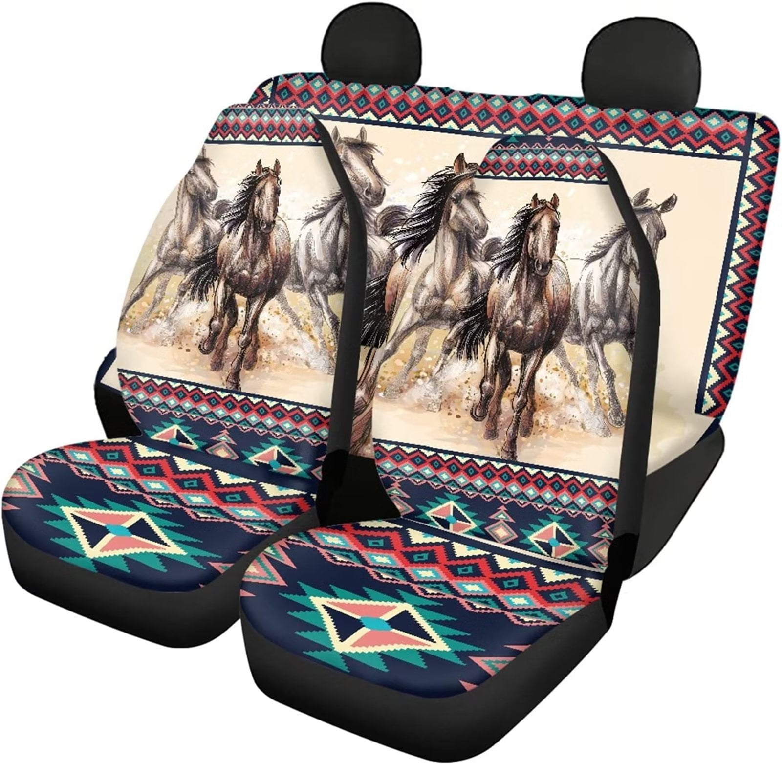 FKELYI Aztec National Geometric Horse Car Seat Covers Full Set for