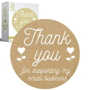 600 pcs 1.5" Thank You for Supporting My Small Business Stickers I 600 pcs Roll Kraft Paper Thank You Stickers | roll Boutique Supplies for Business Packaging (Kraft Sticker, 600pcs)