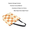 thumbnail image 3 of FORMRS Womens Canvas Tote Bag with Zipper Inner Pocket Shoulder Handbag, Orange Checkered Pattern, 3 of 7