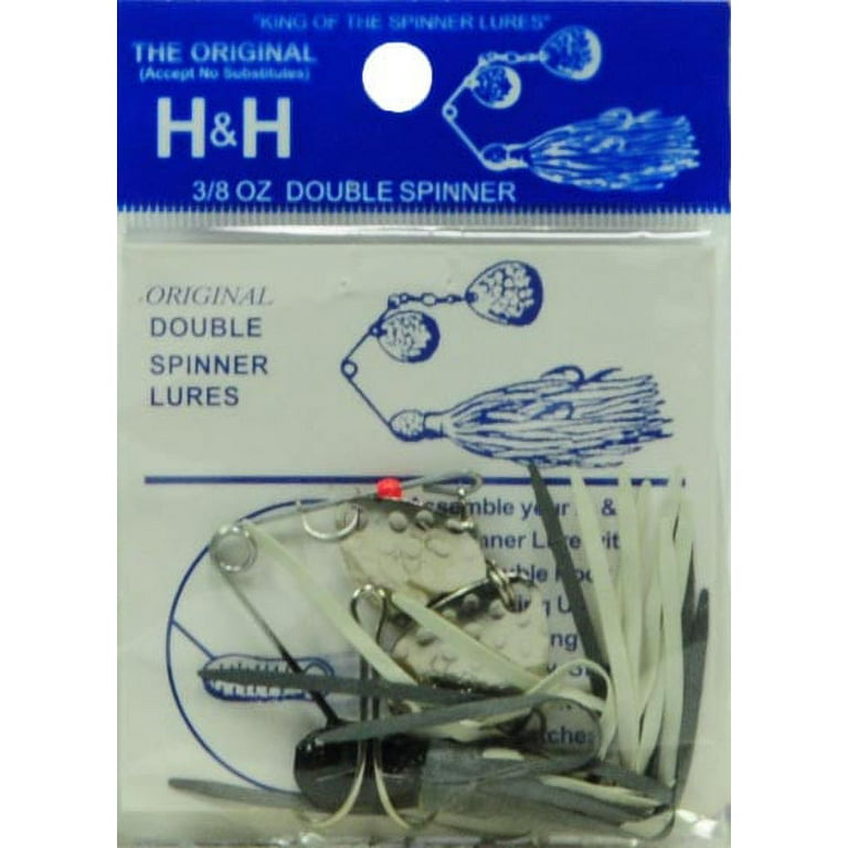 H&H Double Spinner Spinner Bait, Black & White Skirt, 3/8 oz