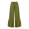 thumbnail image 4 of Lutiedan Womens Wide Leg Pants Side Split Ruffle Hem Flowy Pants Fall Casual Elastic Waist Pants with Pockets S-XXL, 4 of 6