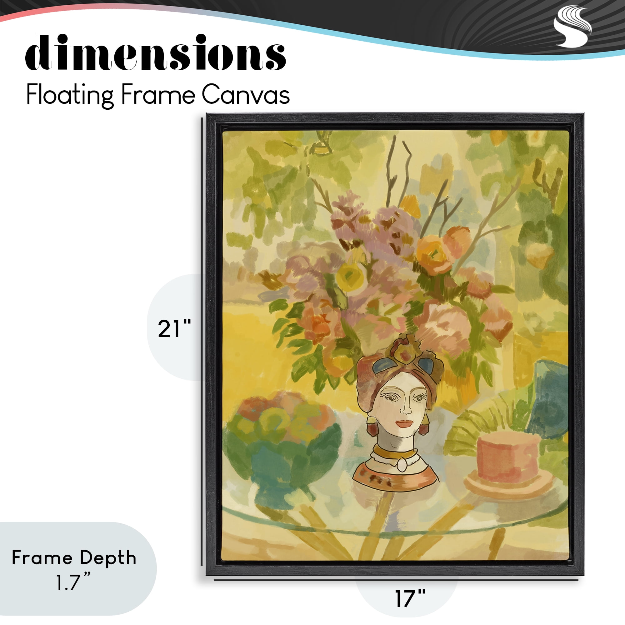 Stupell Industries Flower Head Vase Black Framed Floater Canvas Wall Art, design by Amelia Noyes