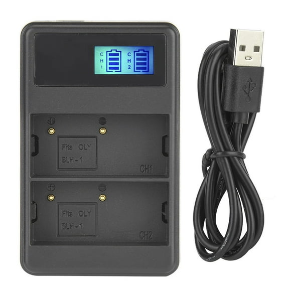 BLH-1 Battery Charger Dual Slot USB Charging with LCD Screen for Olympus E-M1 Mark II