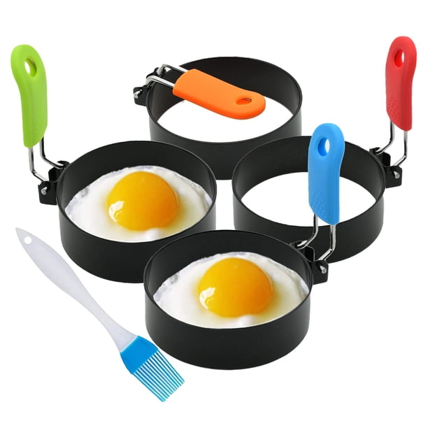 Juego de 4 anillos de huevo para muffins de huevo, moldes redondos para huevos para freír, molde moldeador de pan con anillo de huevo profundo para panqueques para dar forma a huevos de coci
