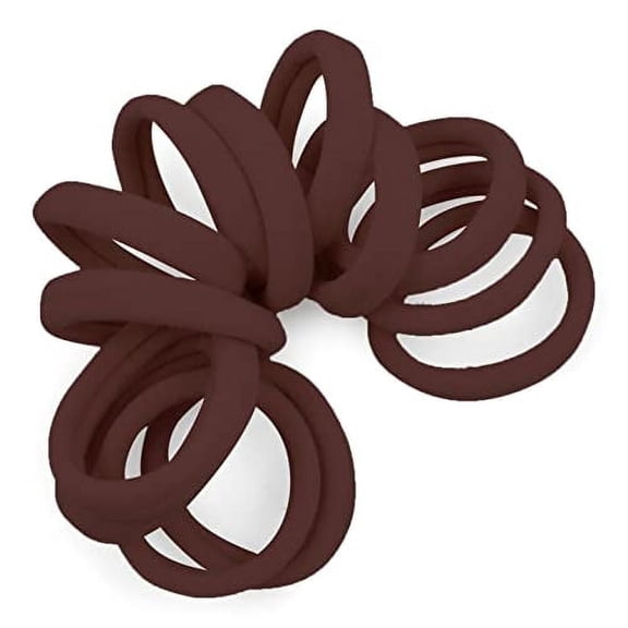 Cyndibands Medium Brown Seamless Hair Ties - Extra Gentle Soft and Stretchy Nylon Fabric Ponytail Holders - 12 Pack