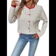 thumbnail image 3 of Cárdigan de Punto con Botones para Mujer, Suéter Informal de Cuello Redondo y Larga, Ropa de Abrigo. Gris L, 3 of 10