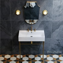 Claire 30" Console Sink White Basin Brushed Gold Legs with 8" Widespread Holes