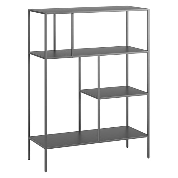 Evelyn&Zoe 36" Gunmetal Gray Metal Bookcase