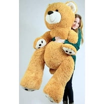 Big Plush Giant Teddy Bear Five Feet Tall Honey Brown Color Soft Smiling Big Teddybear 5 Foot Bear