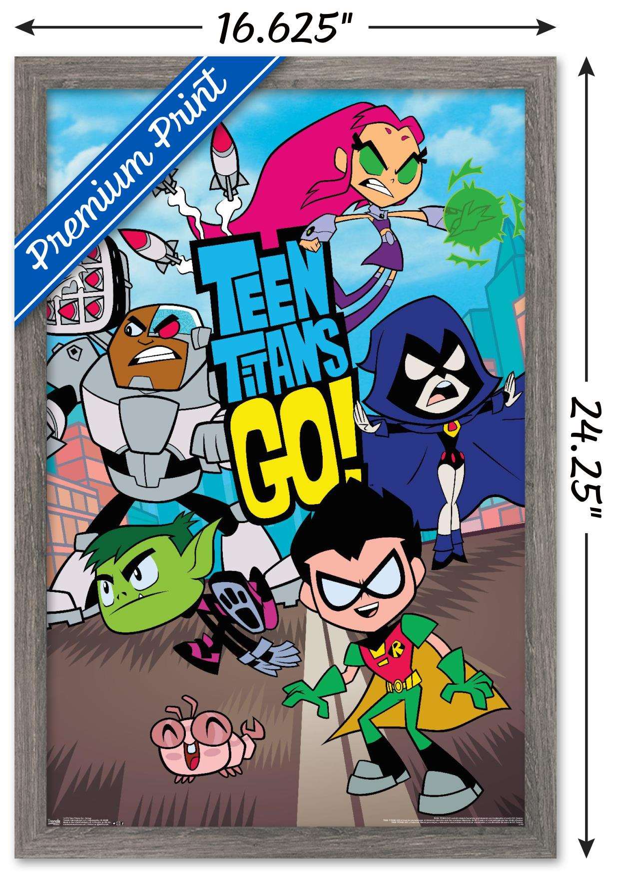 DC Comics TV - Teen Titans Go! - Group Wall Poster, 14.725" x 22.375", Framed