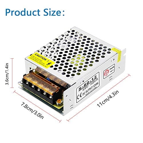 SHNITPWR 12V 5A Fuente de alimentación conmutada Adaptador de transfor