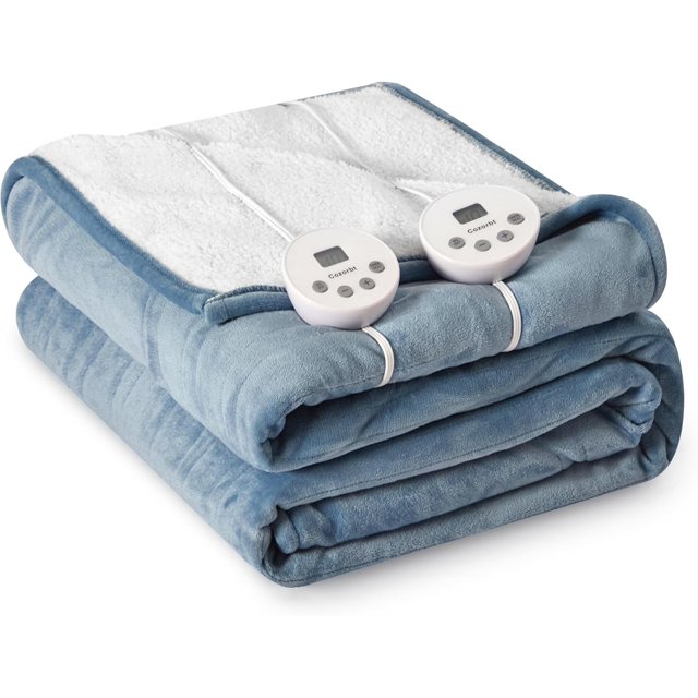 Heat Blanket \uDx\uD Throw Soft Flannel & Sherpa Reversible Electric Blanket with Heat Settings Timer Setting and Hours Auto-Shut Off