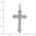 thumbnail image 2 of 14k White Gold White Crucifix With Scalloped Edges and Textured 43mm long Pendant Necklace for Women, 2 of 2