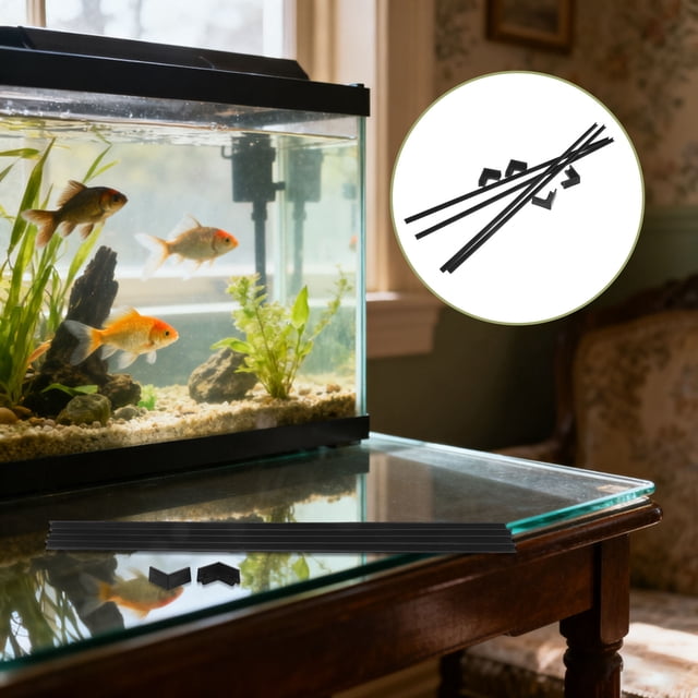 Luxshiny 1Jgo Protector De Acuario Negro Anti Colisión Para Base Y Bordes De Pecera