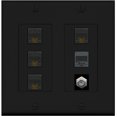 thumbnail image 1 of Ultra Spec Cables 4 Port Cat6 Ethernet Coax Phone Wall Plate 2 Gang Black, 1 of 1