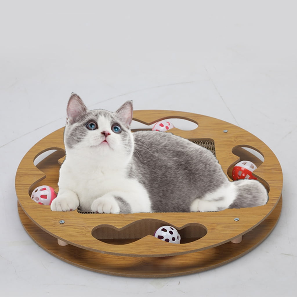 Interactive Cats Toy with Teasing Track Ball Circuit Toy with Scratch Pad Multifunctional Cats Teasing Toy