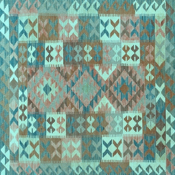 Ahgly Company Indoor Square Southwestern Light Blue Country Area Rugs, 7' Square