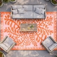 thumbnail image 5 of SUNDEREY 9’X12’Outdoor Rug for Patio,Waterproof Beach Mats, Seaweed Pattern Plastic Straw Outdoor Rugs for RV Patio Deck Beach Porch Backyard,Orange, 5 of 9