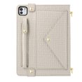 thumbnail image 5 of Case for iPad Air11 2024/Pro 11 2022 2021 2020 2018/Air4/Air5, Folio Stand PU Leather Cover with Shoulder Strap & Handstrap with elastic, Card Slots Cash Pockets Pen Slot Envelope Pocket Case, Beige, 5 of 10