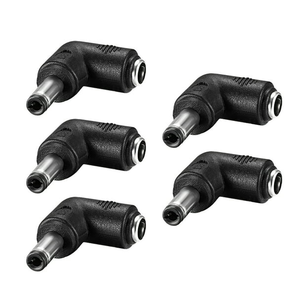 Adaptador de corriente de conector hembra a hembra de 90 grados, negro 5