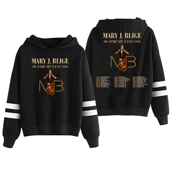 Mary J Blige The For My Fans Tour Hoodie Pocketless Parallel Bars Sleeve Streetwear Men Women Sweatshirt