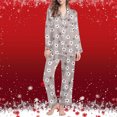 thumbnail image 2 of successthop Button Up Pajamas for Women Floral Long Sleeve Lapel Nightwear and Pj Pant Print Sleepwear with Pockets Gray, 2 of 7