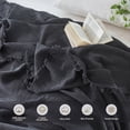 thumbnail image 6 of MooMee Throw Blanket 100% Cotton 4-Layer Gauze All-Around Fringe Ultra-Soft Breathable Lightweight (Dark Grey, Throw 60" x 50"), 6 of 7