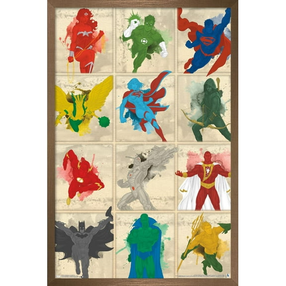 DC Comics - Justice League - Simplistic Grid Wall Poster, 14.725" x 22.375", Framed