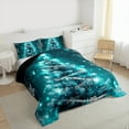 thumbnail image 4 of Manfei Merry Christmas Teens Bedding Comforter Set, Cartoon Cyan Xmas Tree Twin Comforter Sets, Winter Festival Reversible Bedding Set, Luxury Bedroom Decor, 2-Piece, 4 of 9