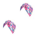 thumbnail image 2 of Minnieouse Estilos bohemios turbantes para mujer diseño elástico diadema preatada gorra plisada Skullcap moda sombreros Swirly Headcover rosered Rosa roja 2piezas Minnieouse CBP206604, 2 of 5