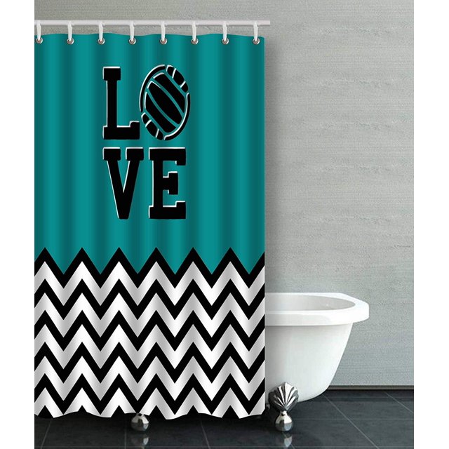 ABPHQTO I Love Volleyball Chevron Sawtooth Baño Cortina de Ducha 120x180 cm