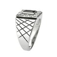 thumbnail image 4 of Mens Ring Rectangle Squared Stainless Steel Ring with AAA Grade CZ in Jet, 4 of 8