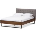 thumbnail image 1 of Baxton Studio Mitchell Tufted Queen Platform Bed in Gray and Brown, 1 of 7