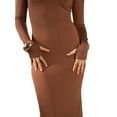 thumbnail image 5 of Jess by Meiko Women's Dress Long Sleeves Square Neck Thumb Hole Bodycon Sculpt Maxi Dress S Brown, 5 of 7