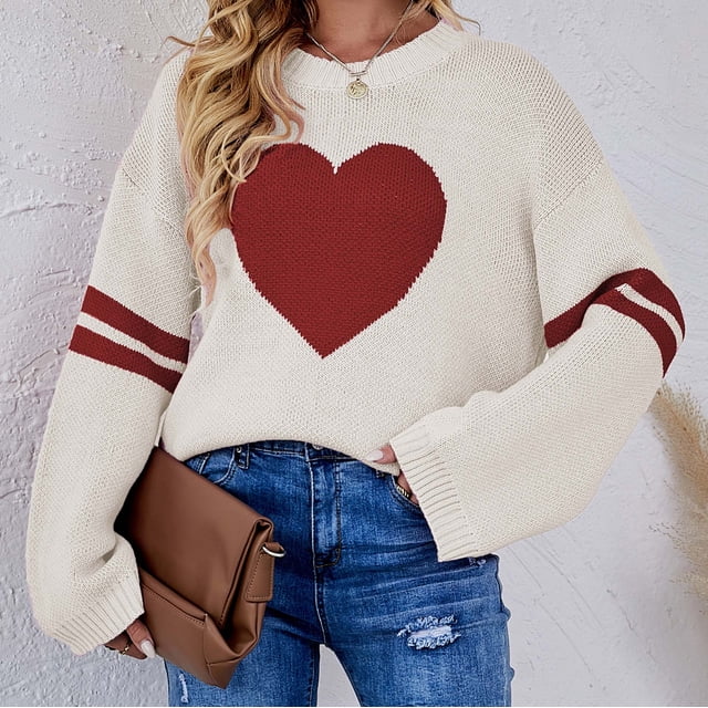 EGNMCR Chandails pour Femmes Chandail Col Rond Ample à Manches Longues