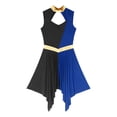 thumbnail image 4 of MSemis Women's Color Block Praise Dance Dress Liturgical Worship Tunic Irregular Hem Church Dancewear Black&Blue M, 4 of 5